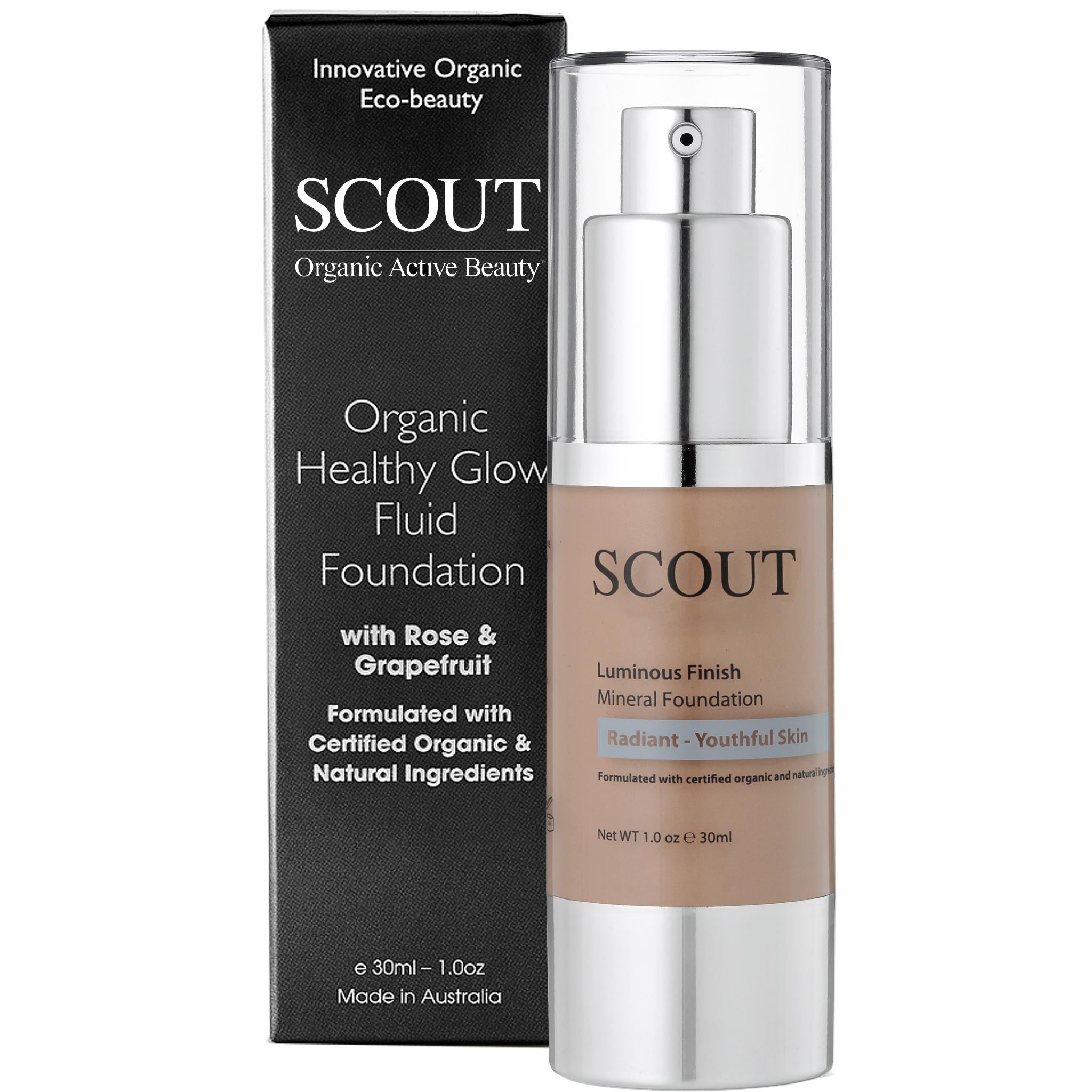 Organic Healthy Glow Fluid Foundation with Rose & Grapefruit