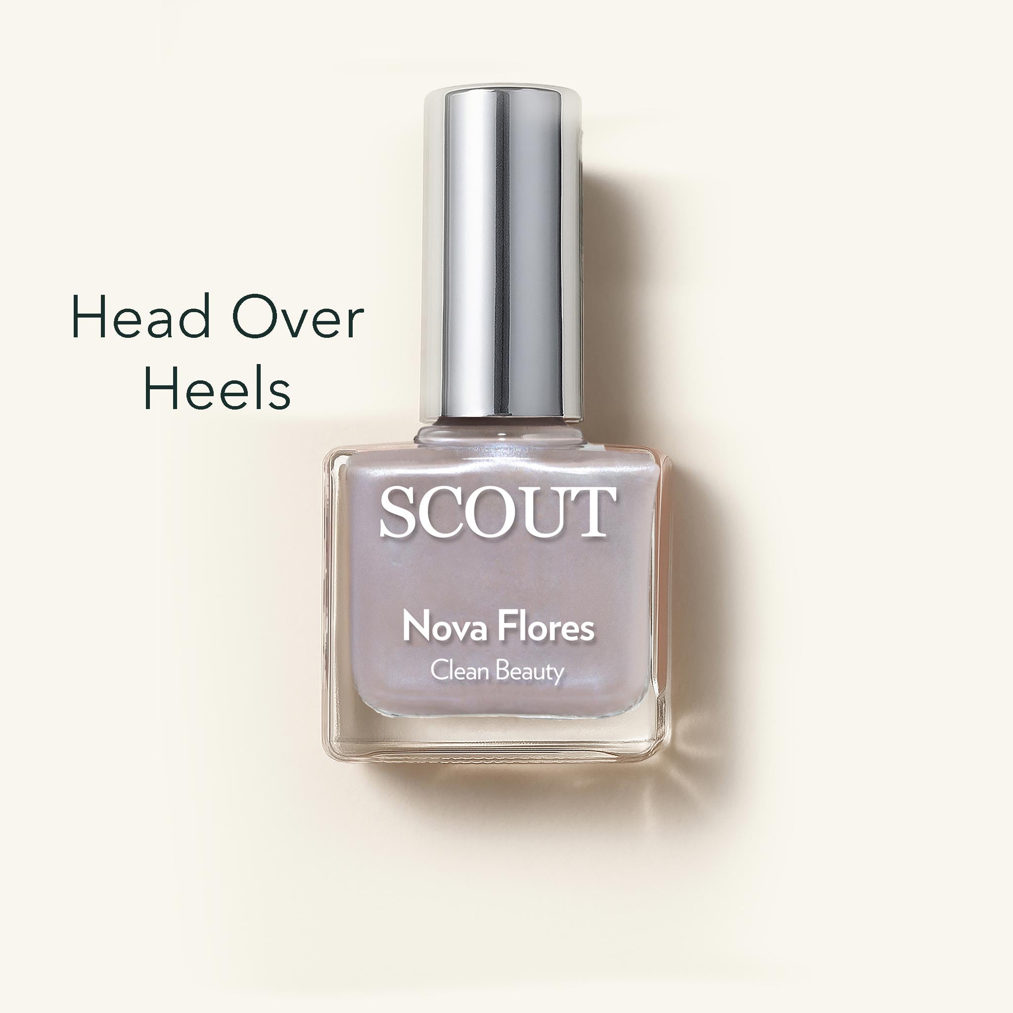 SCOUT nail polish bottle labeled 'Nova Flores' on a light background