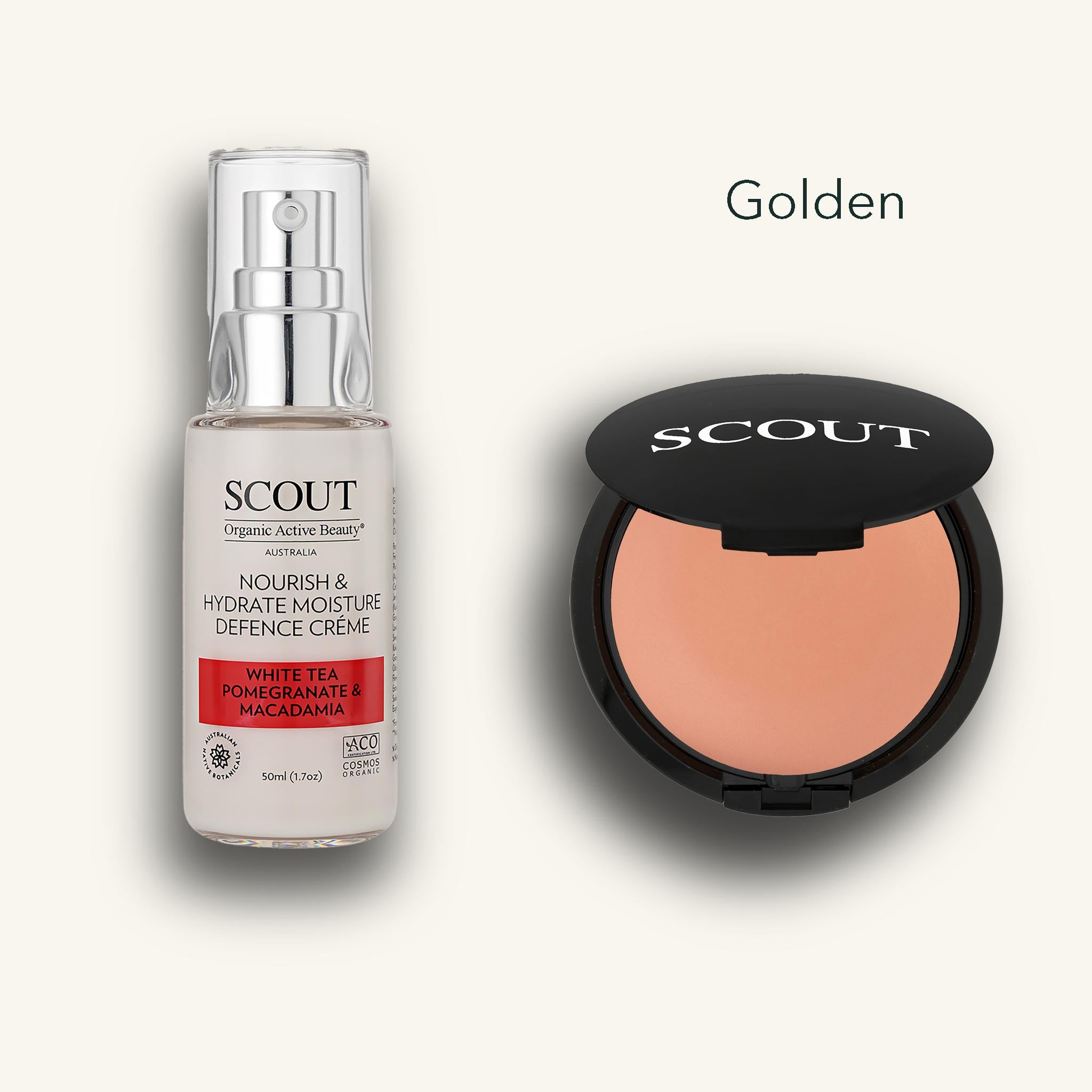 SCOUT skincare product with a compact on a white background
