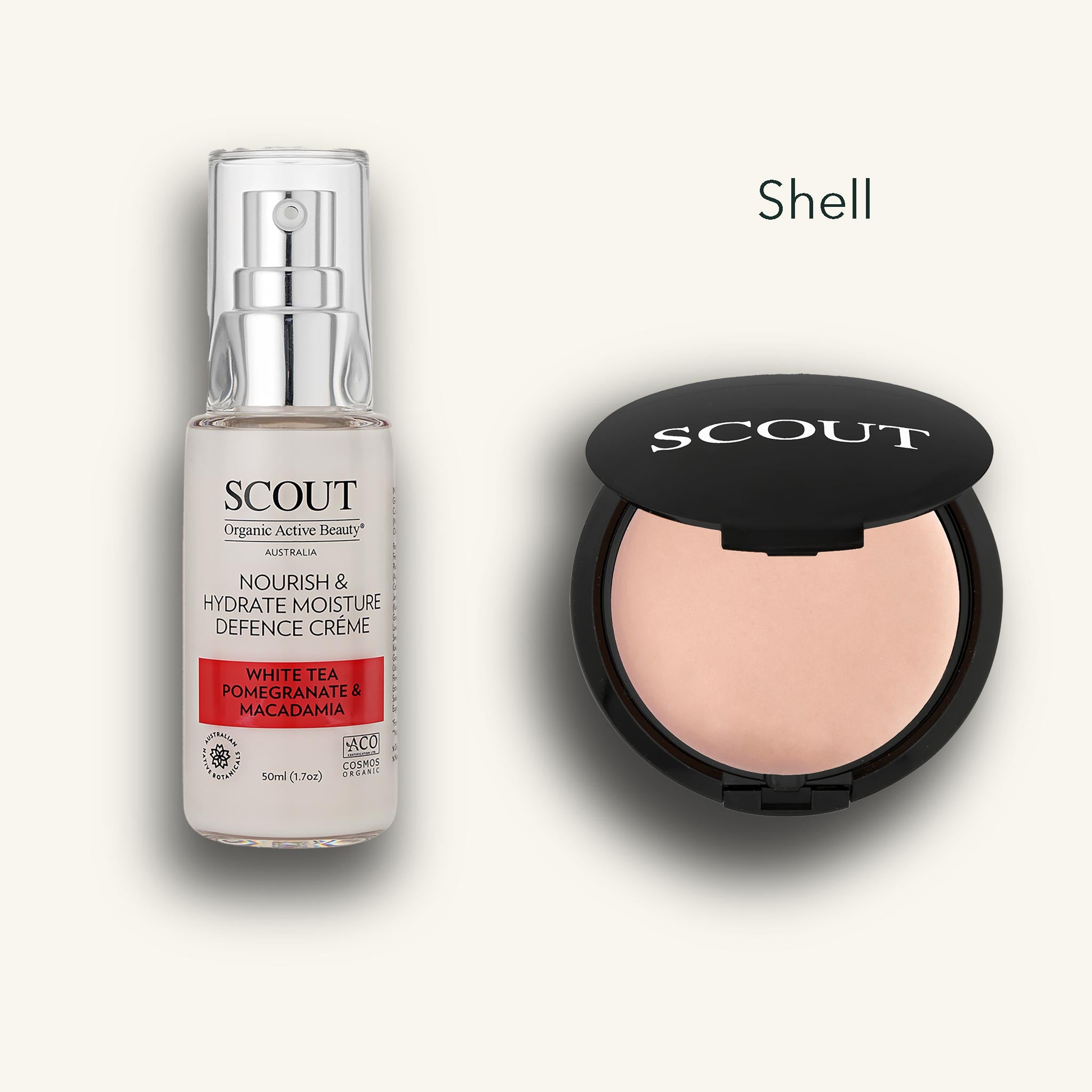 SCOUT skincare products on a white background