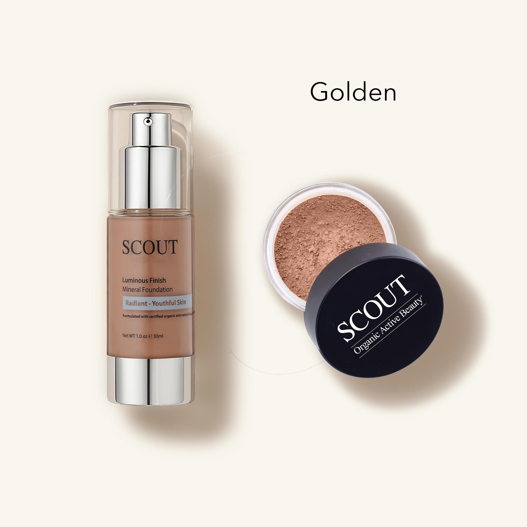 Scout cosmetic products on a beige background