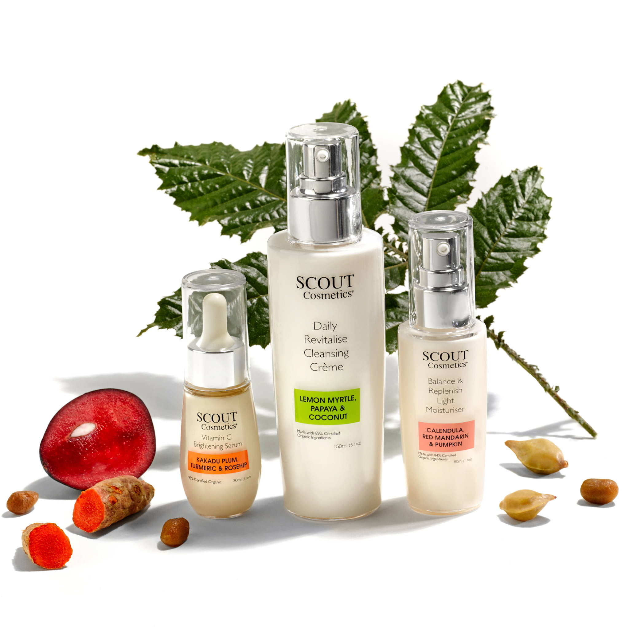 Skincare kit with Vitamin C Serum, Moisturiser & Cleanser SCOUT Organic Active Beauty