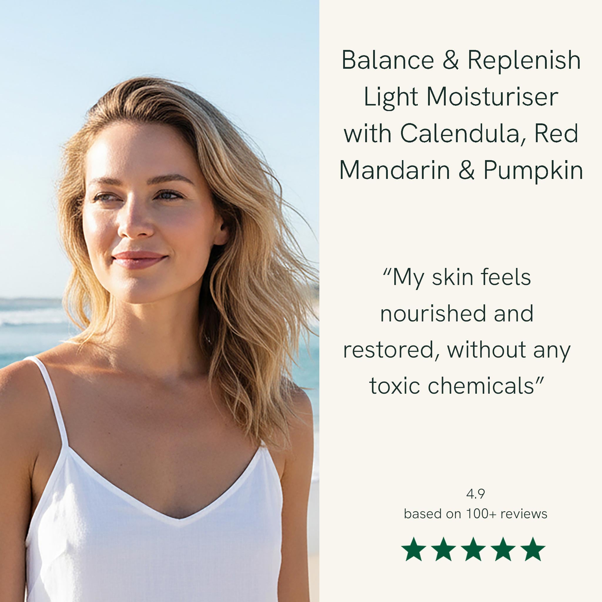 Balance & Replenish Light Moisturiser with Calendula, Red Mandarin & Pumpkin