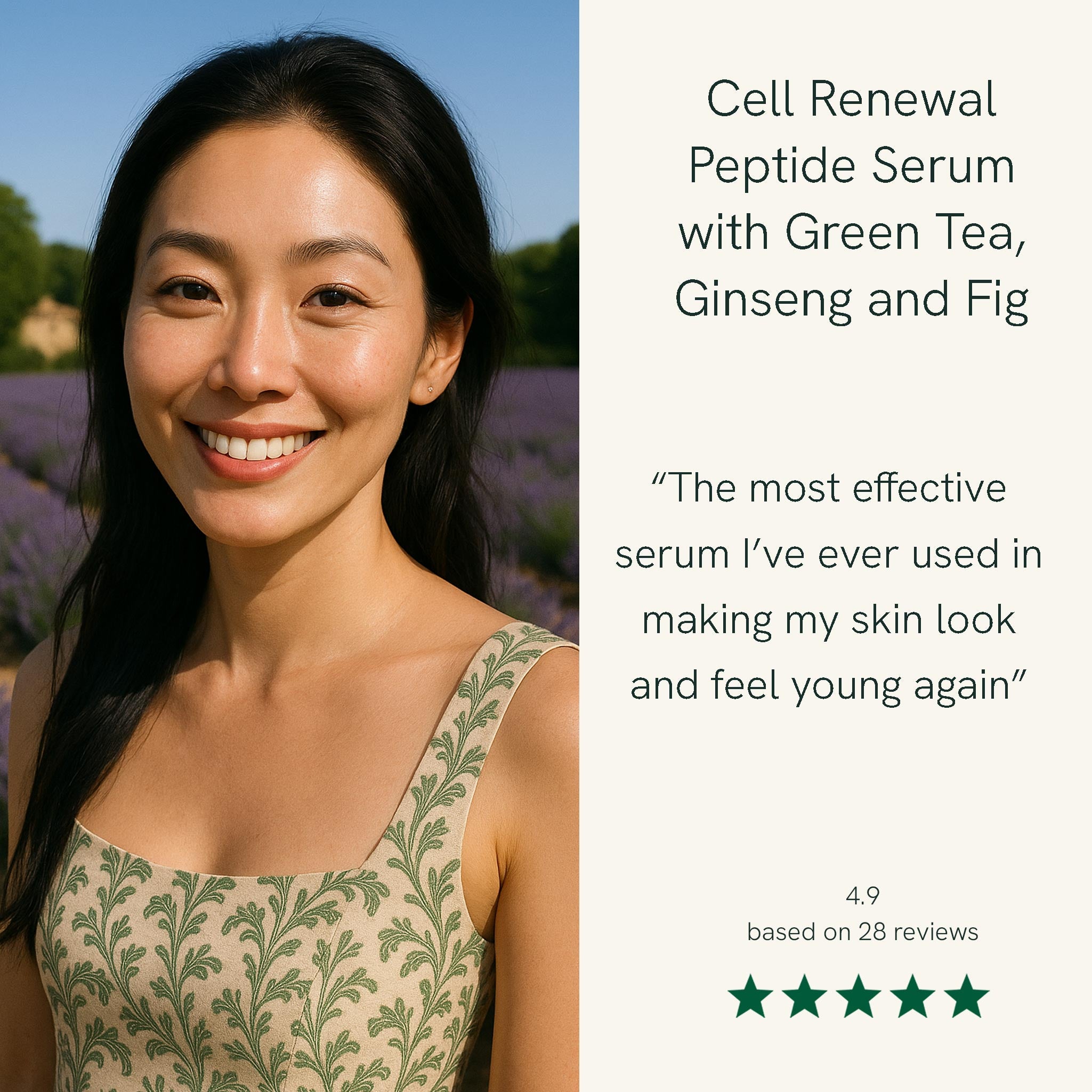 Cell Renewal Peptide Serum with Green Tea, Ginseng & Fig