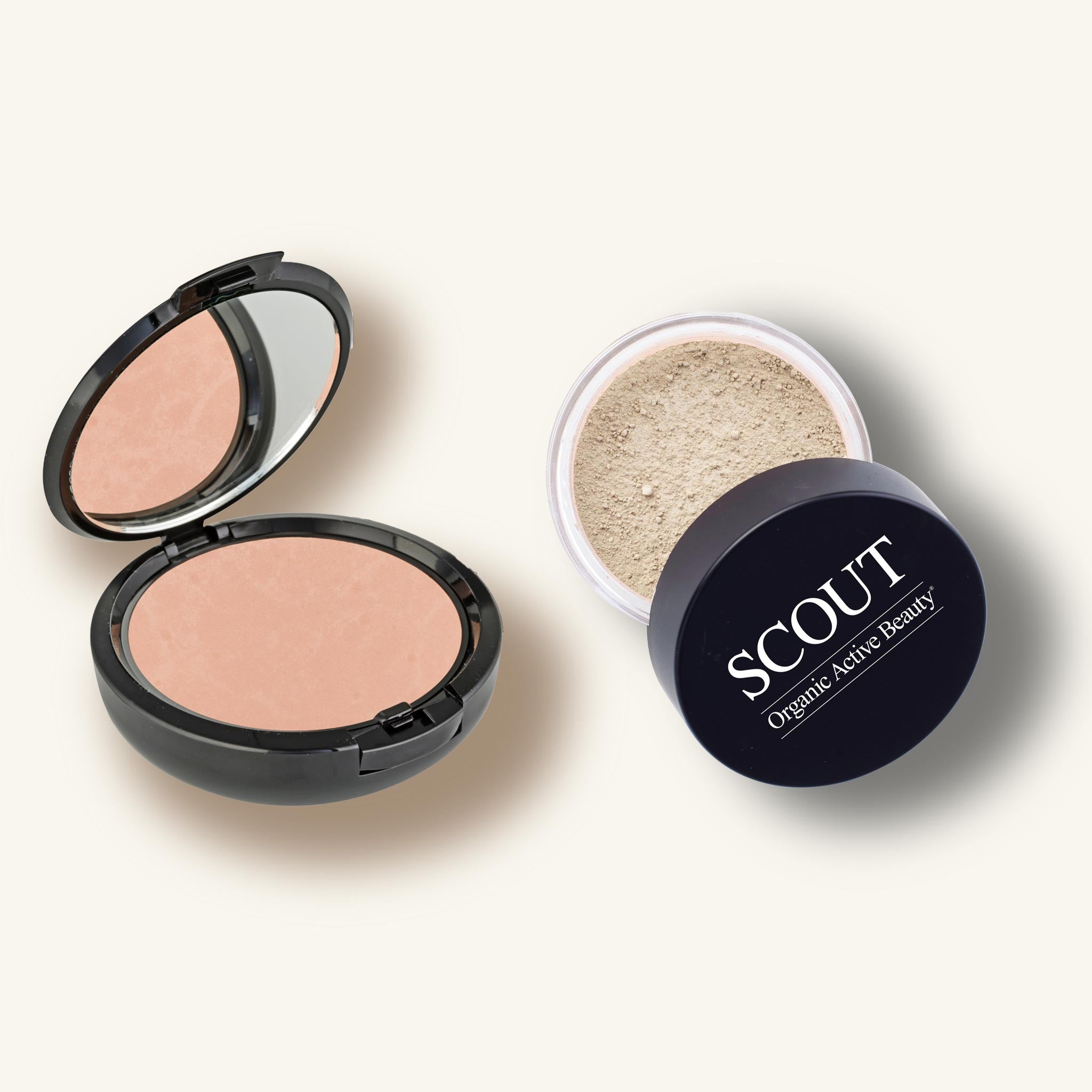 SCOUT makeup products on a white background