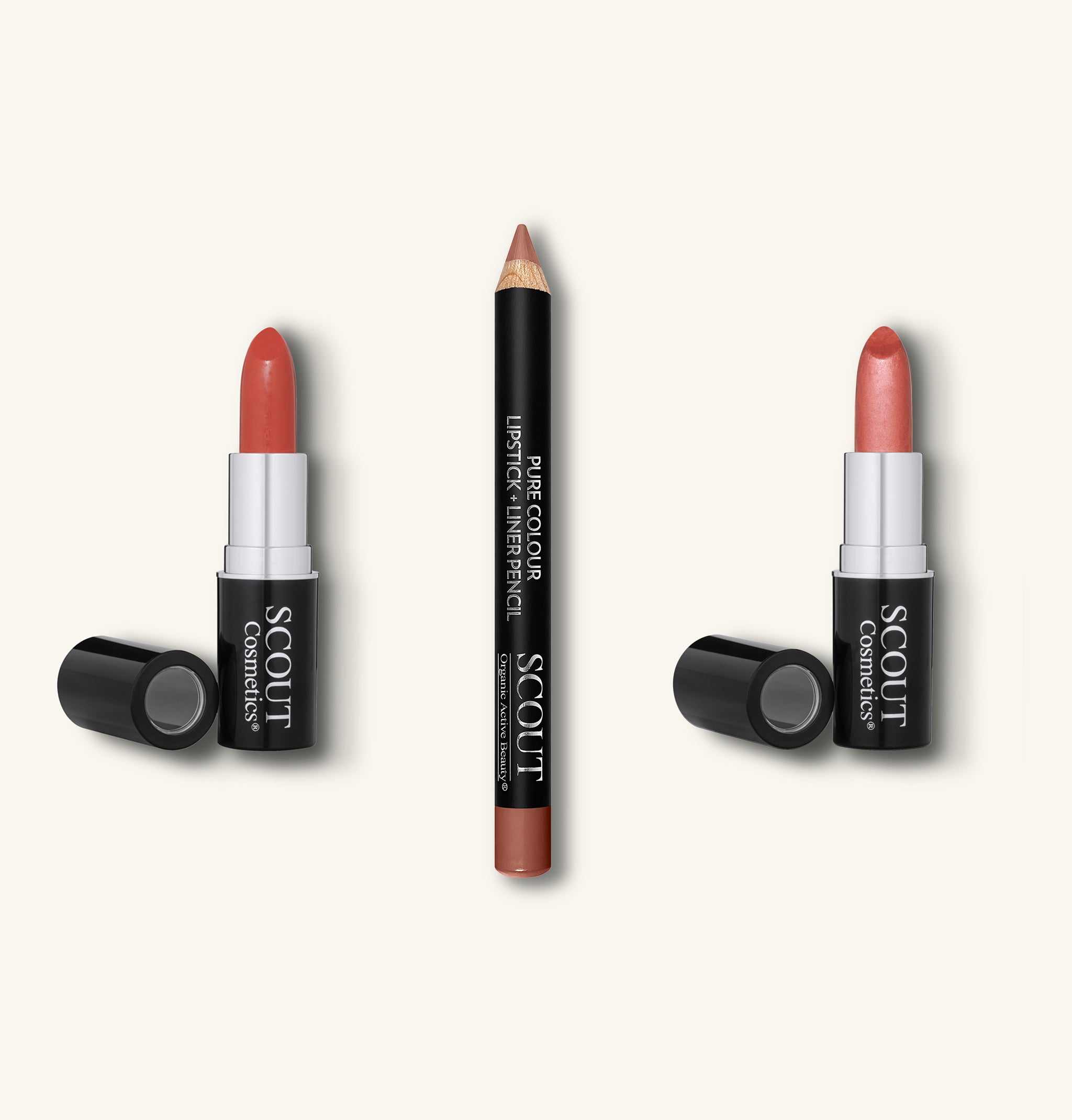 Earth & Fire Lipsticks & Lip Pencil Trio