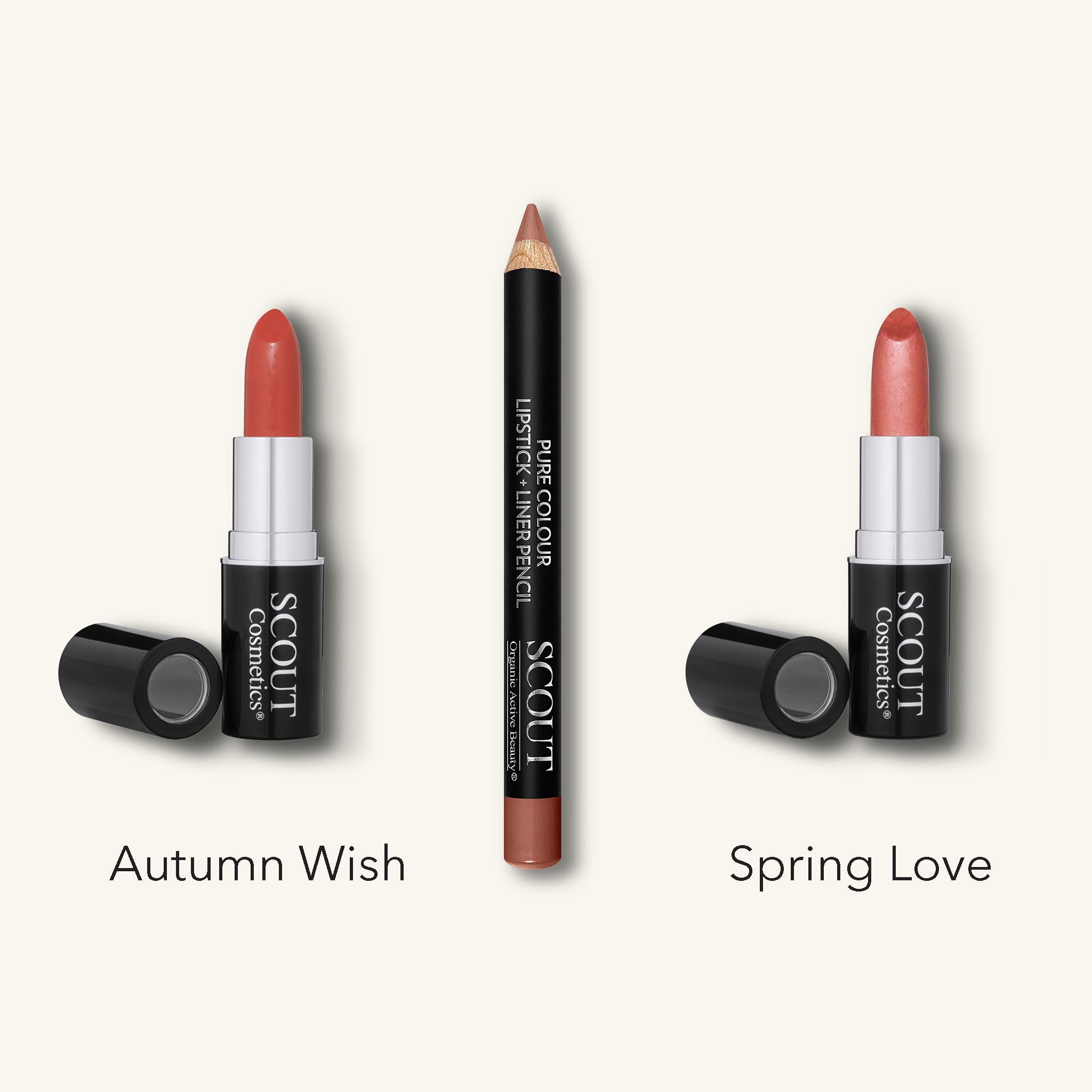 Earth & Fire Lipsticks & Lip Pencil Trio