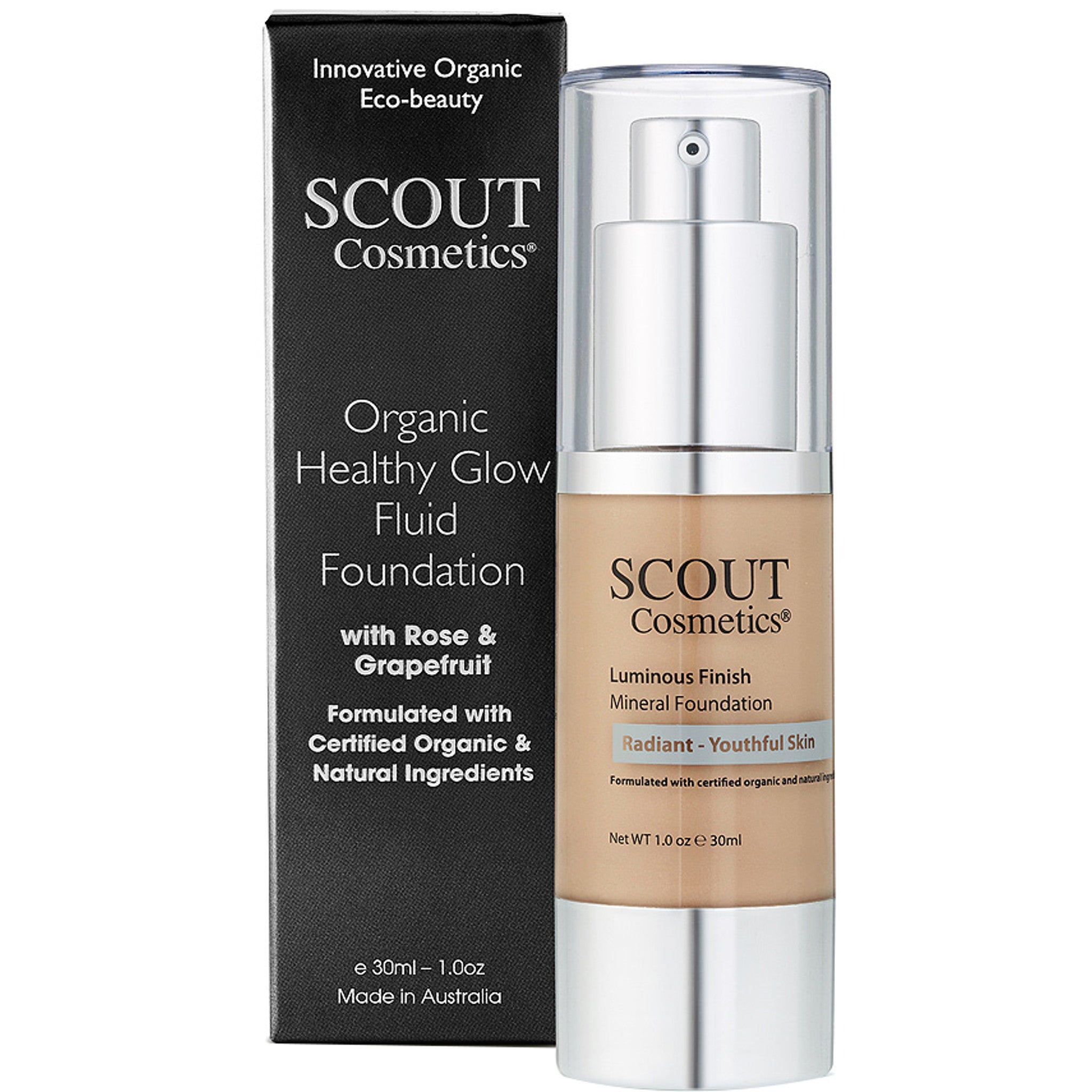 Organic Healthy Glow Fluid Foundation with Rose & Grapefruit